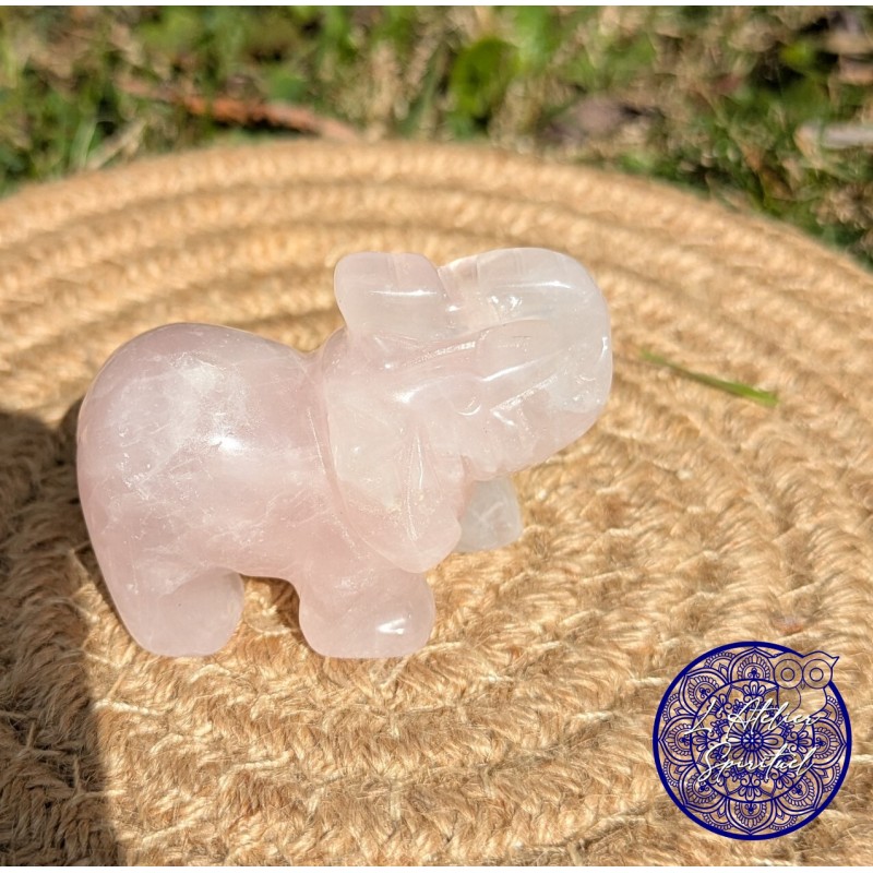 Figurine Eléphant 50mm Quartz rose Brésil