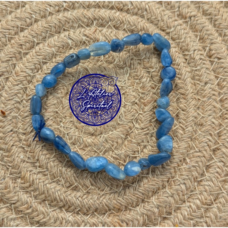 Bracelet pierres roulées Cyanite bleue