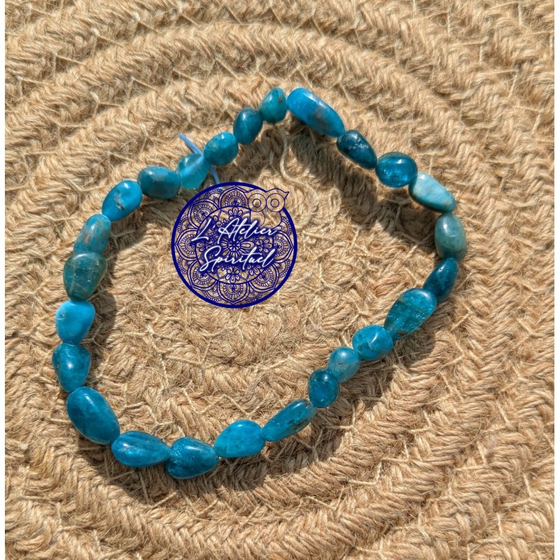 Bracelet pierres roulées Apatite bleue