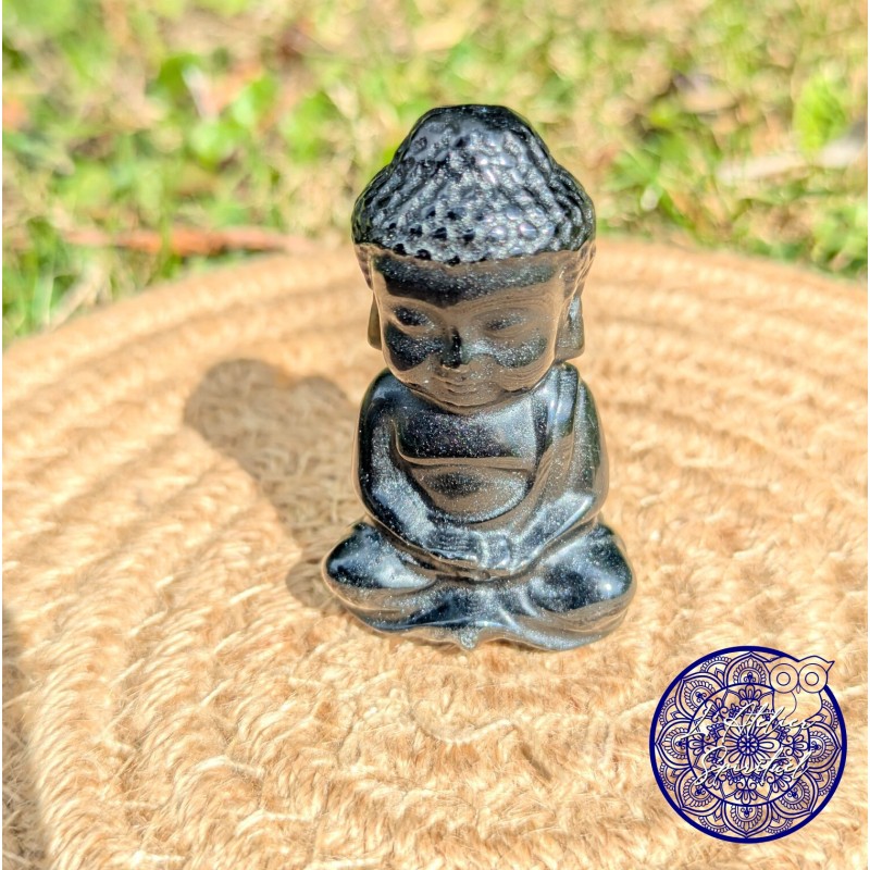 Bouddha Indien 50 mm Obsidienne noire