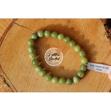 Bracelet boule 08mm jade néphrite AB
