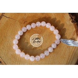 Bracelet boule 08mm quartz rose Brésil A