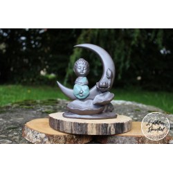 Brûleur d'encens à refoulement Bouddha Lune