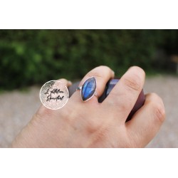 Bague marquise argent 925 Labradorite Taille 54