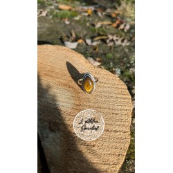 Bague marquise argent 925 Oeil de Tigre Yaci Taille 56