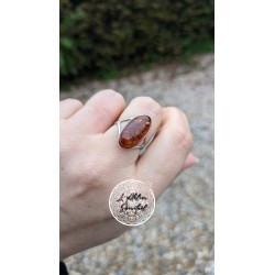 bague argent ovale ambre