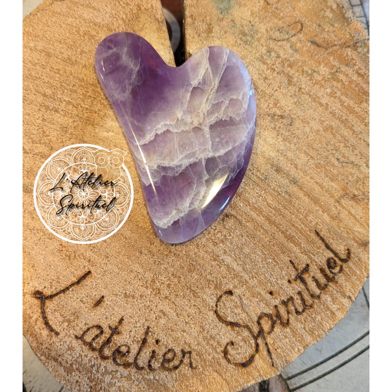 Gua Sha coeur 80 mm améthyste Brésil