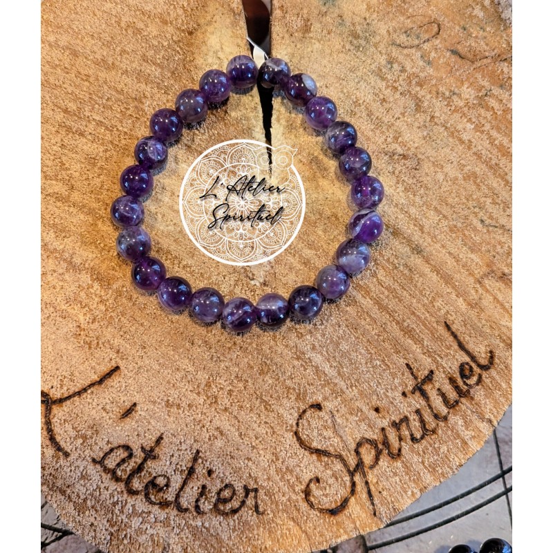 Bracelet boule 08mm améthyste rubanée Brésil A