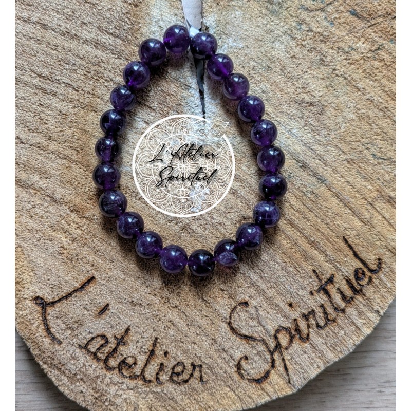 Bracelet boule 08mm améthyste Uruguay A+